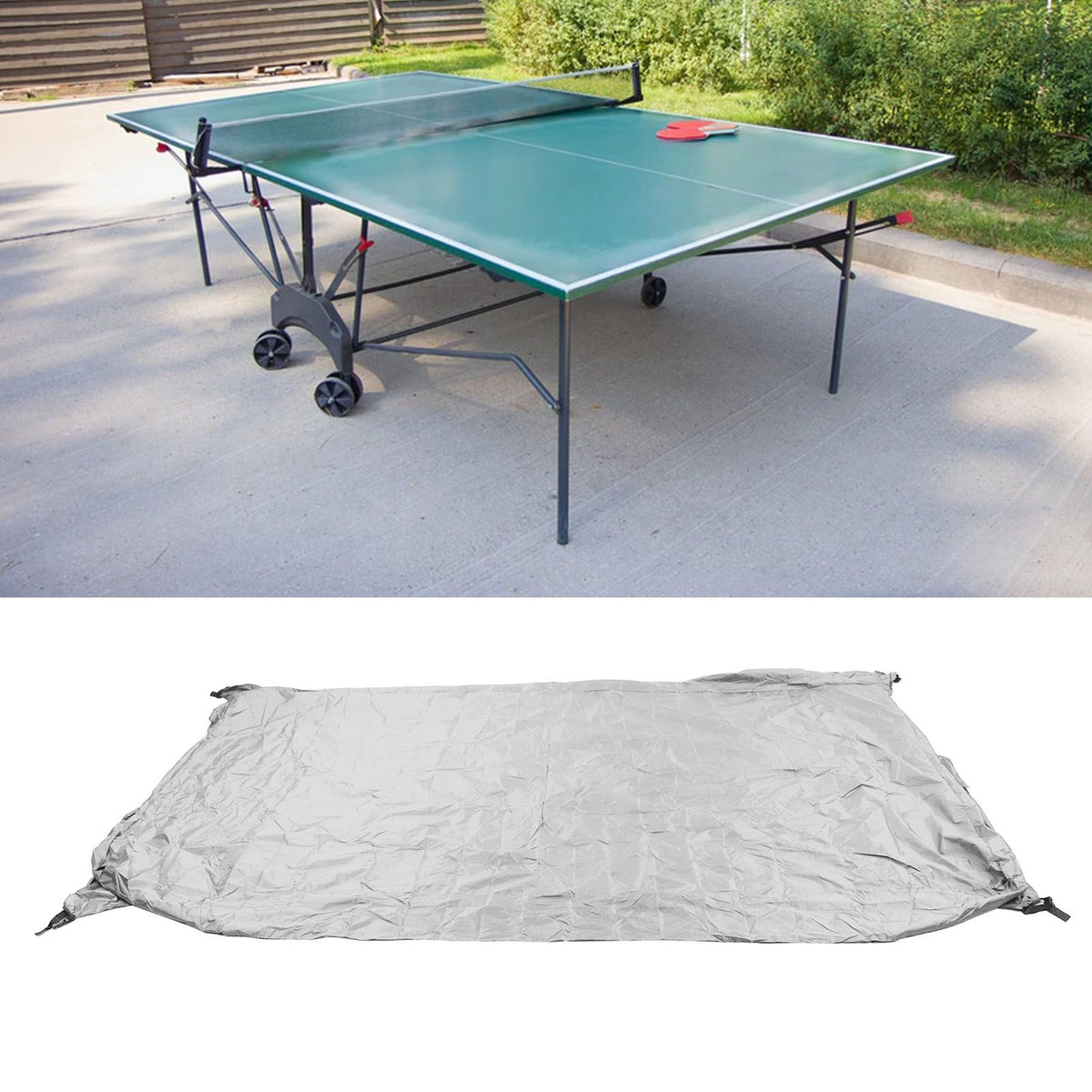 Ping Pong Table Cover Outdoor Waterproof Dustproof Silver Coating Table Tennis Cover for Courtyard Terrace Grey
