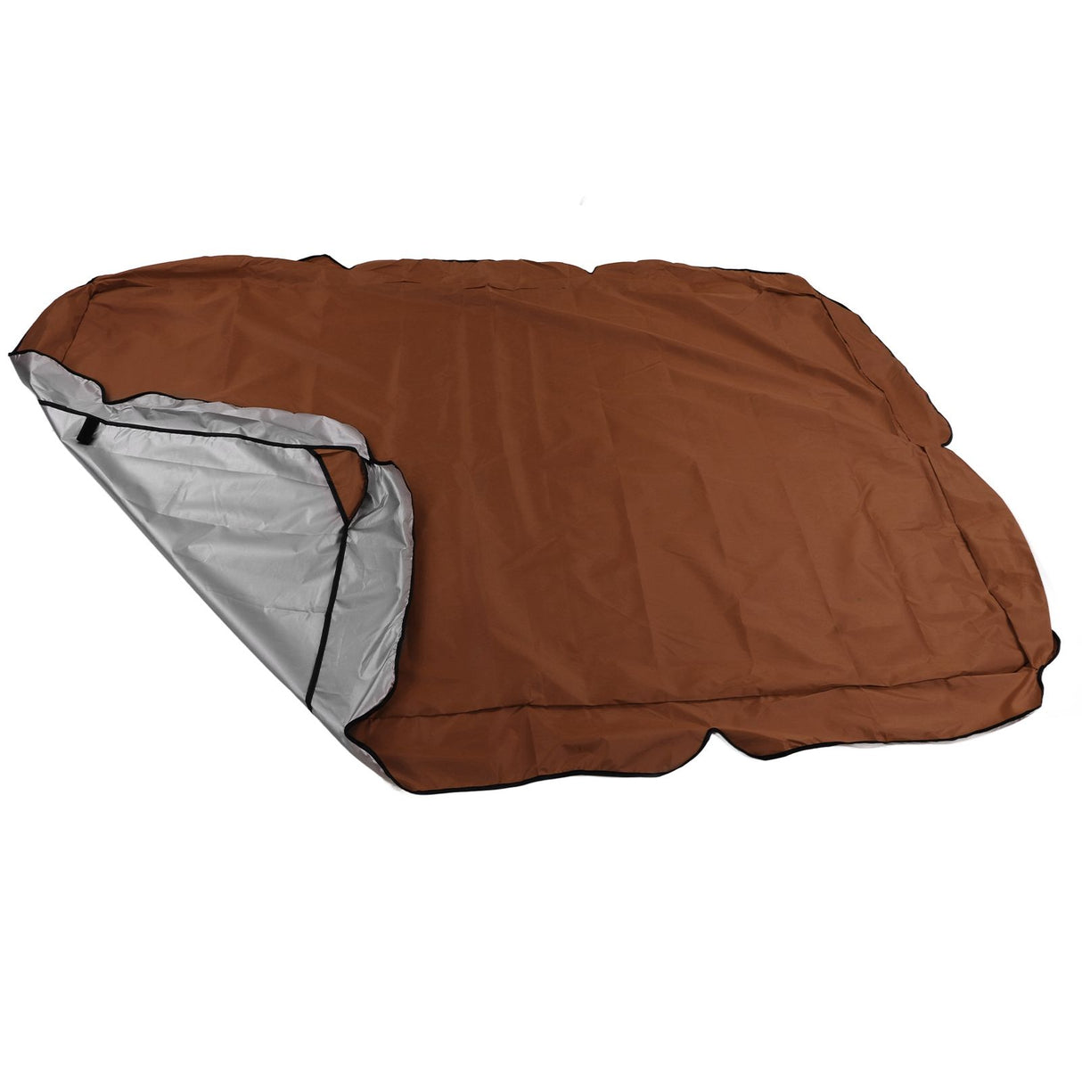 Outdoor Swing Canopy Silver Coated Oxford Cloth Waterproof Swing Chair Top Cover for Garden Sun Shade Accessory Brown