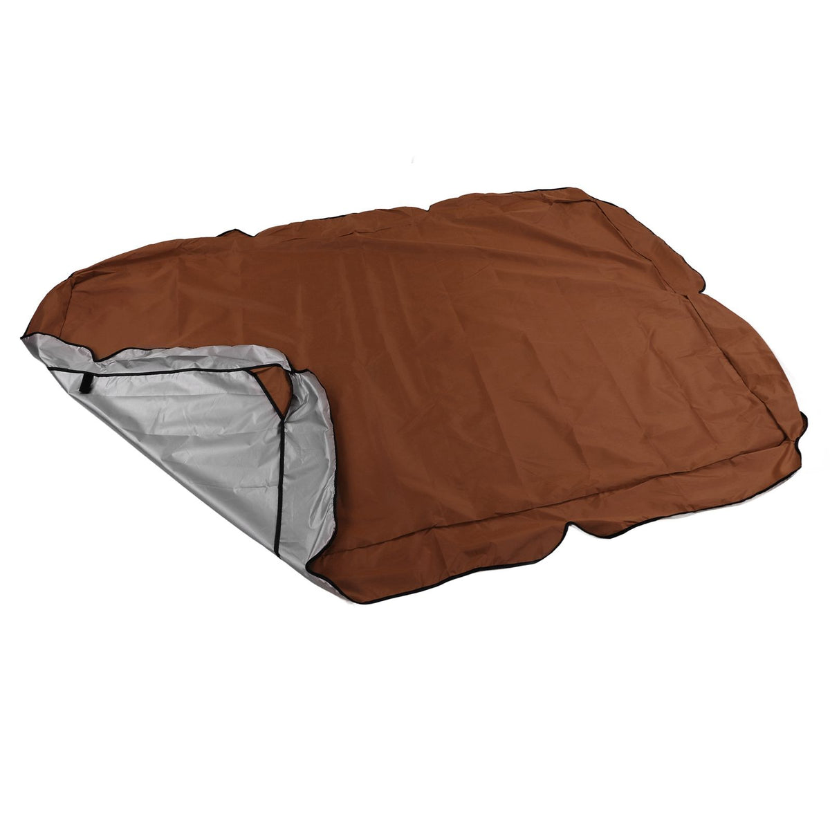 Outdoor Swing Canopy Silver Coated Oxford Cloth Waterproof Swing Chair Top Cover for Garden Sun Shade Accessory Brown