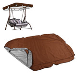 Outdoor Swing Canopy Silver Coated Oxford Cloth Waterproof Swing Chair Top Cover for Garden Sun Shade Accessory Brown