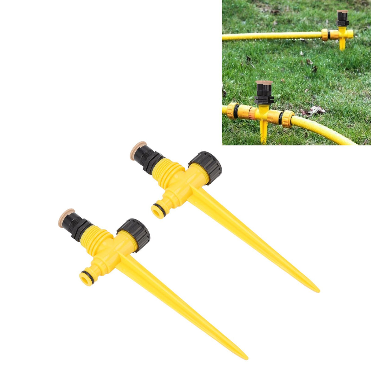 2Set 360 Degree Rotating Garden Yard Sprinkler Ground Plug Type McGonagall Sprinkler Head for Drip Irrigation Green Cooling