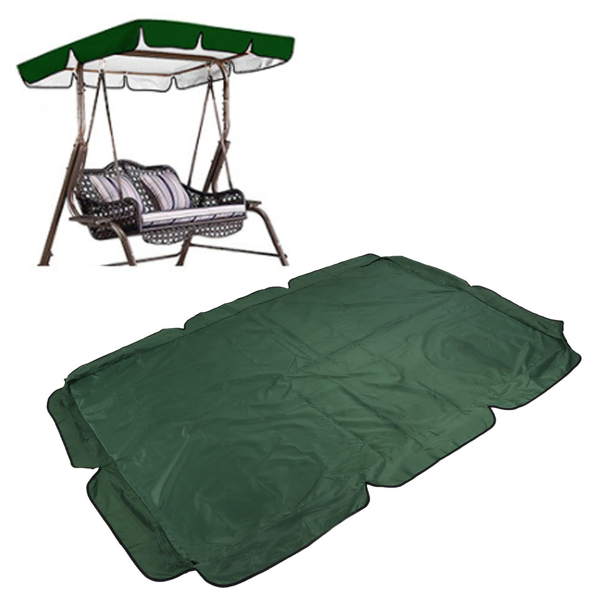 Swing Canopy Replacement Silver Coated Oxford Cloth Waterproof Swing Chair Canopy Cover for Outdoor Garden Balcony Dark Green
