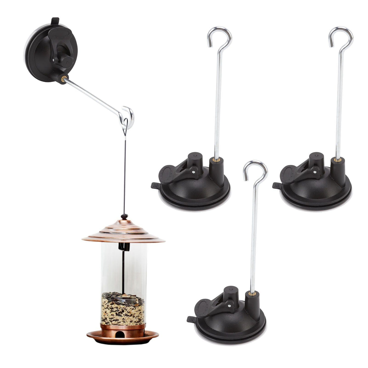 3 Pcs Bird Feeder Wall Hanger Window Suction Cup with Hanger Hook for Wind Chimes Plant