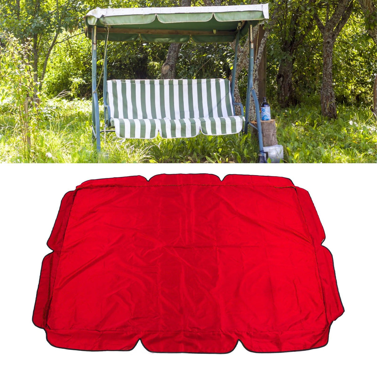 Outdoor Swing Canopy Garden Courtyard Waterproof Rocking Chair Dust Top Cover 210D Silver Coated Oxford Cloth Balcony Swing Canopy Red