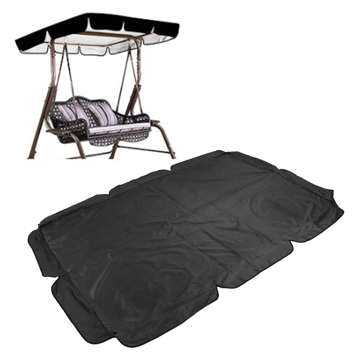 Outdoor Swing Canopy Garden Courtyard Waterproof Rocking Chair Dust Top Cover 210D Silver Coated Oxford Cloth Balcony Swing Canopy Black