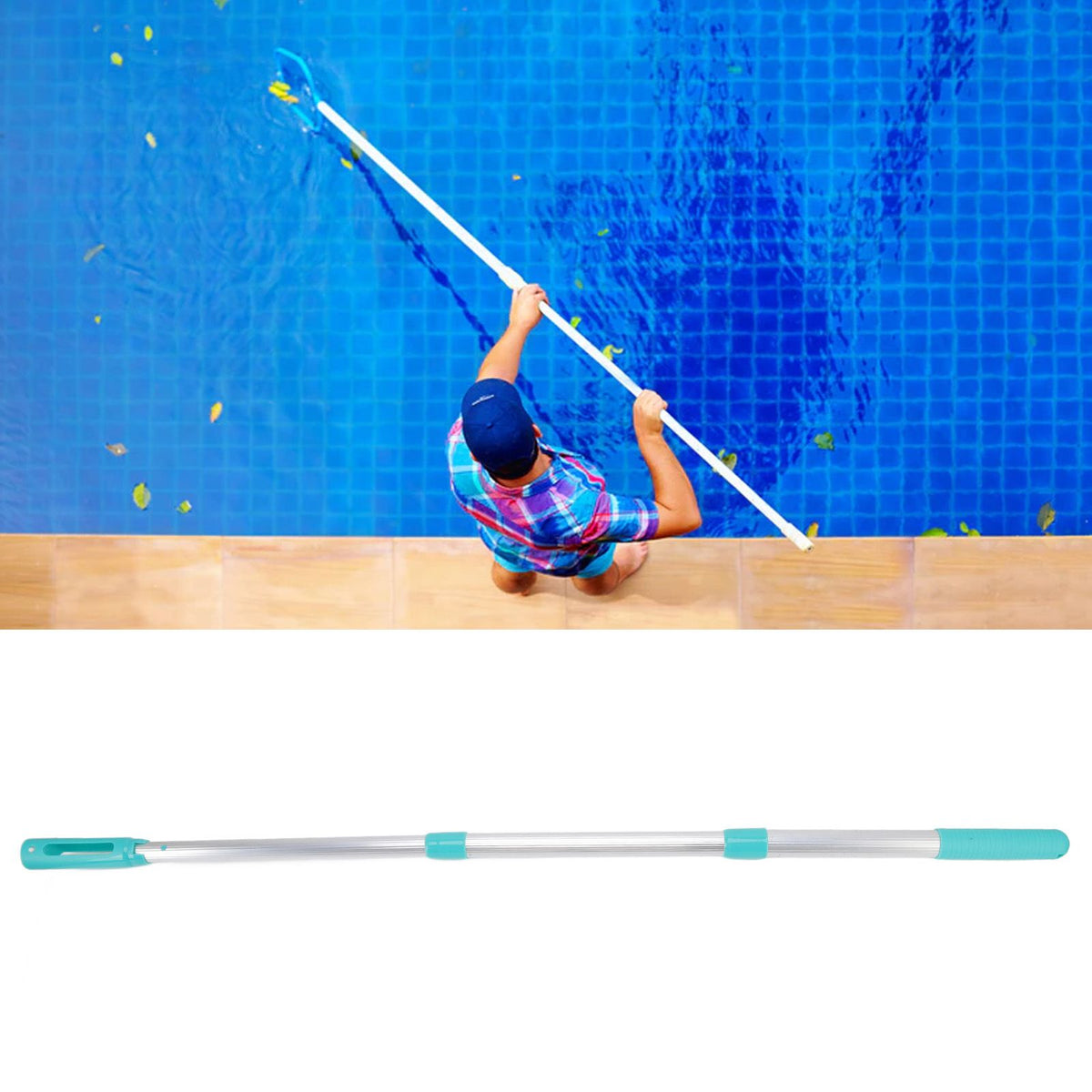 3 Section Telescopic Swimming Pool Pole Detachable Aluminum Swimming Pool Extension Rod for Cleaning Net