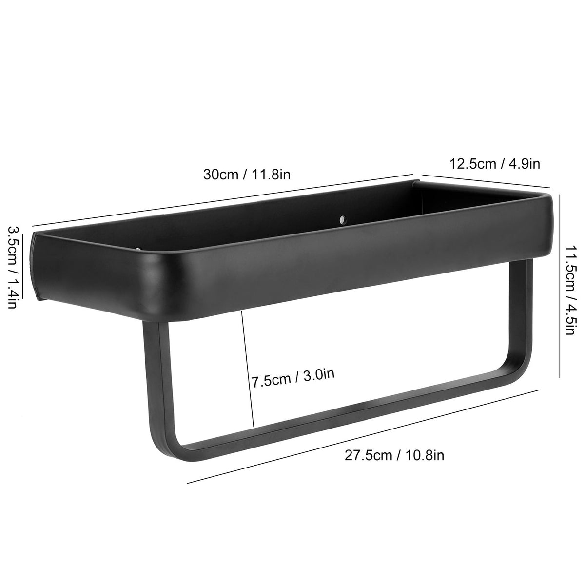30cm Bathroom Shelf Space Aluminum Wall Mounted Hollow Storage Rack Basket Organizer(SingleLayer with Rod )