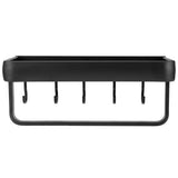 30cm Bathroom Shelf Space Aluminum Wall Mounted Hollow Storage Rack Basket Organizer(SingleLayer with Rod and 5 Hooks )