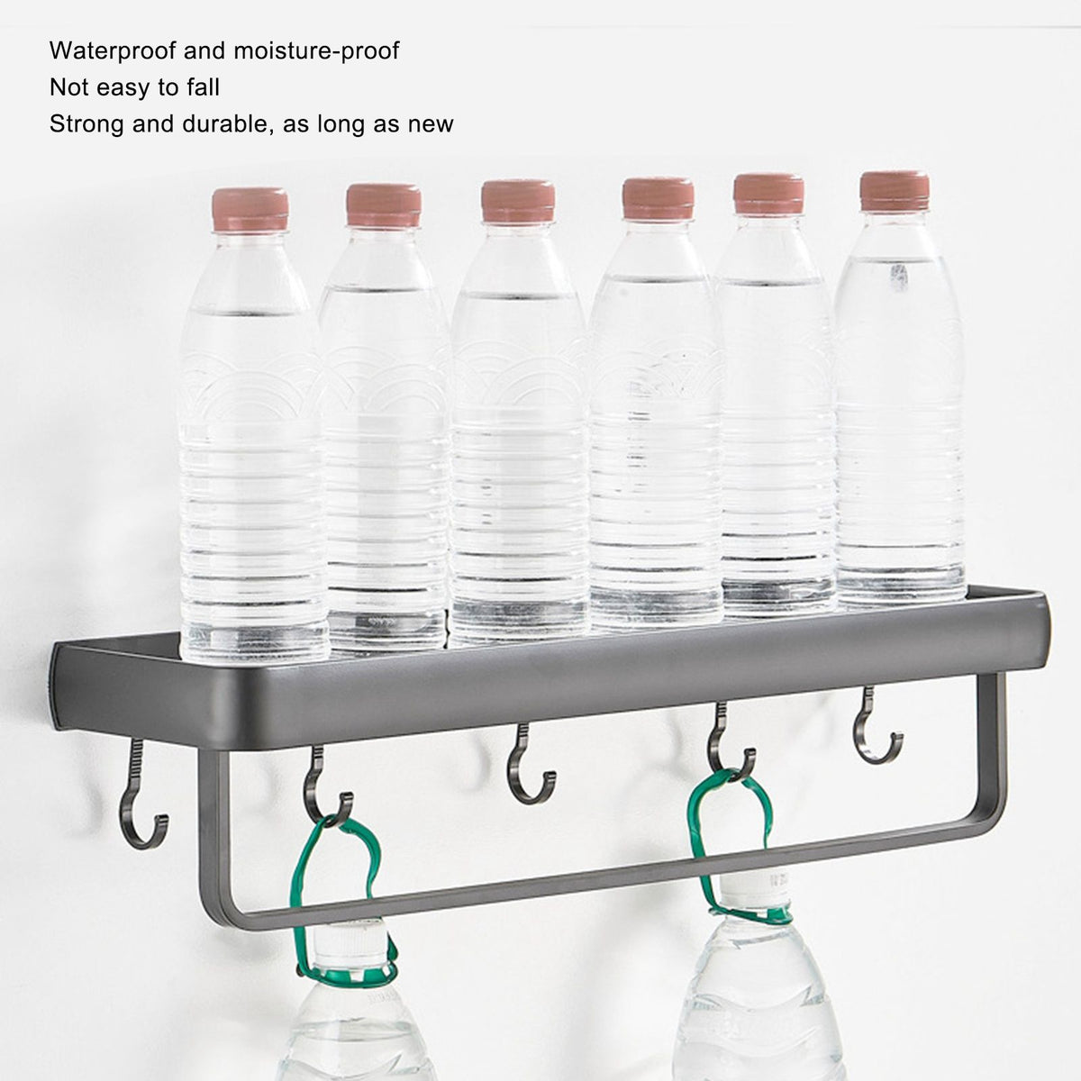 50cm Multifunctional Wall Mounted Kitchen Shelving Bathroom Storage Rack Bottle Holder(SingleLayer with Bar )
