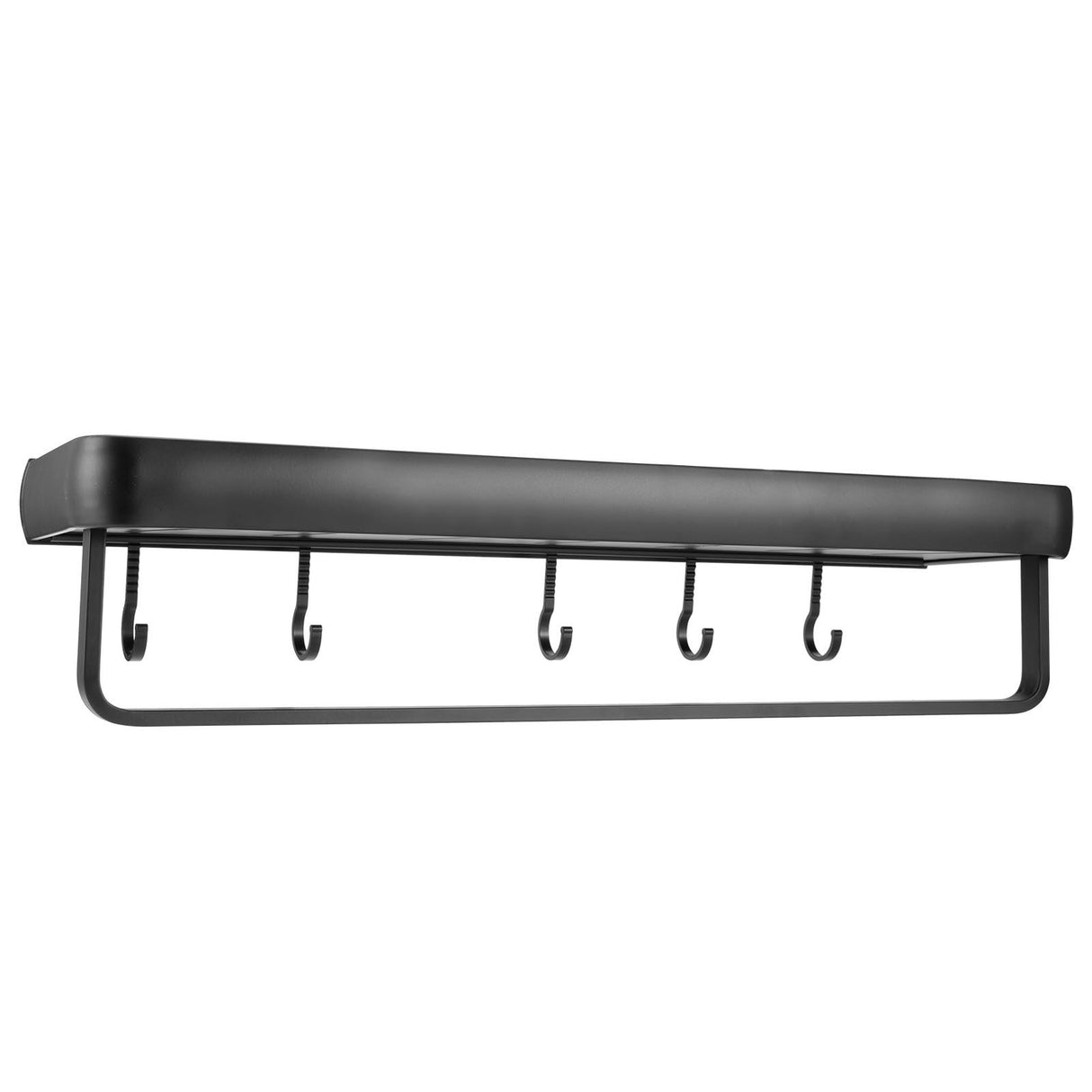 50cm Multifunctional Wall Mounted Kitchen Shelving Bathroom Storage Rack Bottle Holder(SingleLayer with Bar and 5 Hook )