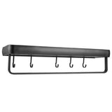 50cm Multifunctional Wall Mounted Kitchen Shelving Bathroom Storage Rack Bottle Holder(SingleLayer with Bar and 5 Hook ) - 45-Degree Angle