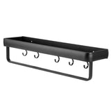 50cm Multifunctional Wall Mounted Kitchen Shelving Bathroom Storage Rack Bottle Holder(SingleLayer with Bar and 5 Hook ) - Rear View