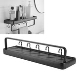 50cm Multifunctional Wall Mounted Kitchen Shelving Bathroom Storage Rack Bottle Holder(SingleLayer with Bar and 5 Hook )