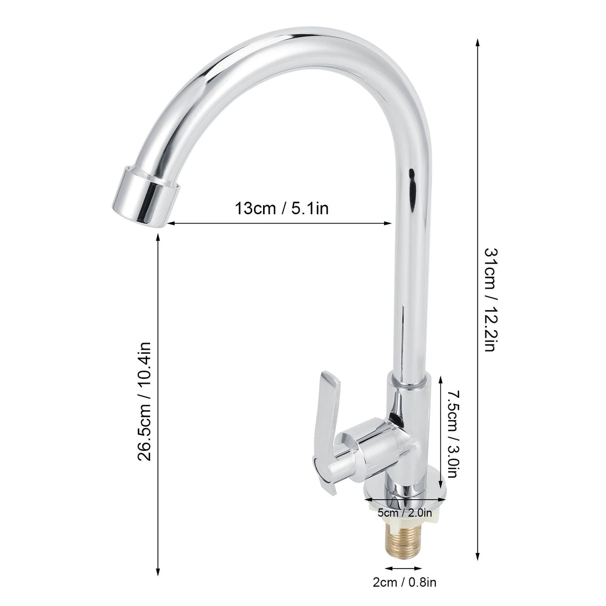 G1/2 Sink Faucet 360 Degree Rotating Stainless Steel Cold Water Tap Kitchen Bathroom Supply