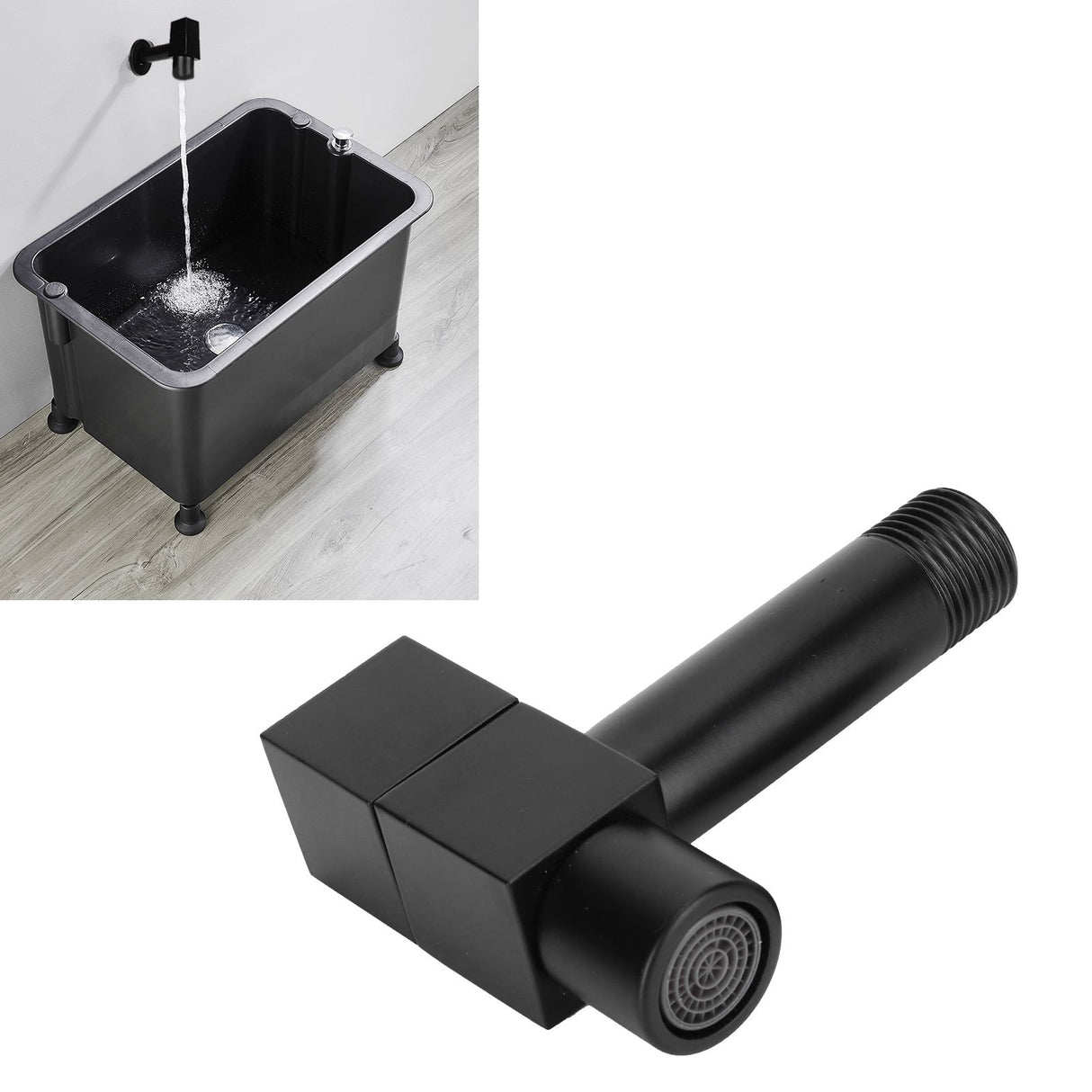 G1/2 Black Mop Sink Faucet Balcony Single Cold Water Gravity Casting Tap Hardware Accessories