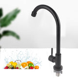 G1/2 Faucet 90 Degree Rotating Single Cold Matte Black Water Tap for Kitchen Sink Basin