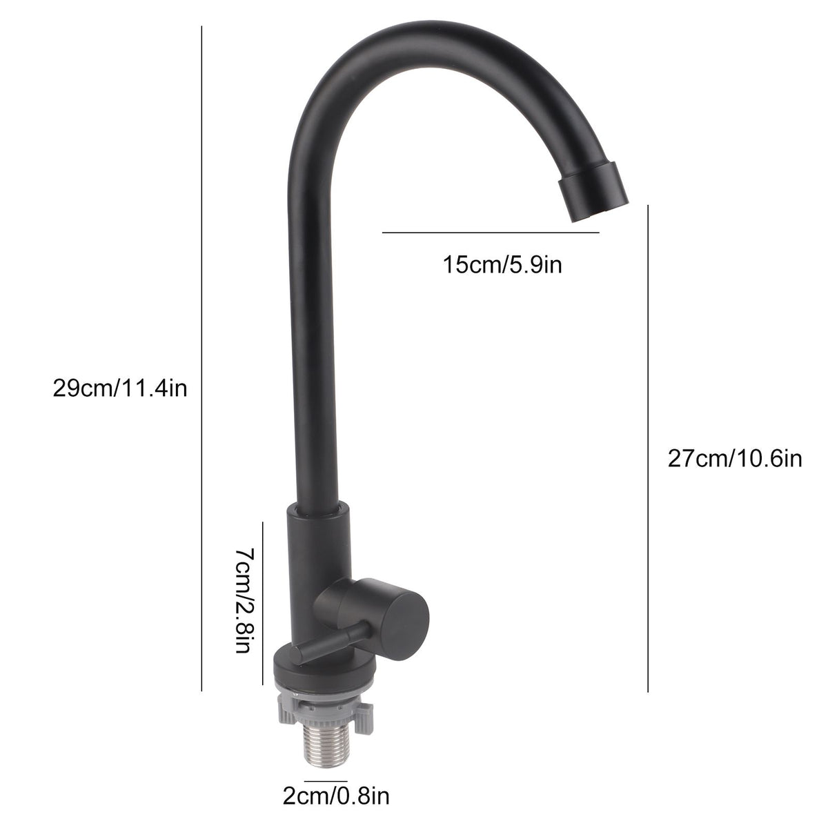 G1/2 Faucet 90 Degree Rotating Single Cold Matte Black Water Tap for Kitchen Sink Basin