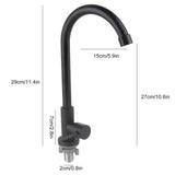 G1/2 Faucet 90 Degree Rotating Single Cold Matte Black Water Tap for Kitchen Sink Basin - Extra Image