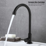 G1/2 Faucet 90 Degree Rotating Single Cold Matte Black Water Tap for Kitchen Sink Basin - Extra Image