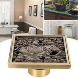 Floor Drain Antique Full Copper Shower Drain Kit for Kitchen Bathroom Toilet Hotel