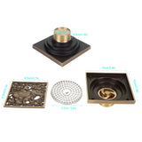 Floor Drain Antique Full Copper Shower Drain Kit for Kitchen Bathroom Toilet Hotel