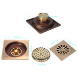 Floor Drain Set European Style Antique Copper Shower Drain Bathroom Toilet Accessory - Extra Image