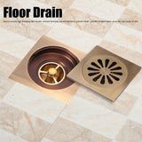 Floor Drain Set European Style Antique Copper Shower Drain Bathroom Toilet Accessory