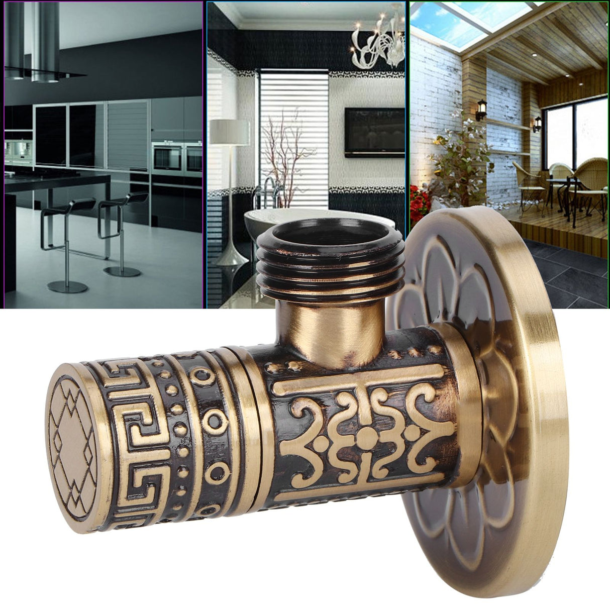 G1/2 External Thread Faucet Angle Valve Thickening Retro Brass Water Stop Valve Faucet Fittings