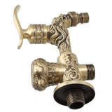 G1/2 Wall Mounted Washing Machine Faucet Brass Retro Hot Cold Water Tap Bathroom Supplies - Side View