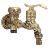 G1/2 Wall Mounted Washing Machine Faucet Brass Retro Hot Cold Water Tap Bathroom Supplies