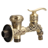 G1/2 Wall Mounted Washing Machine Faucet Brass Retro Hot Cold Water Tap Bathroom Supplies - Rear View