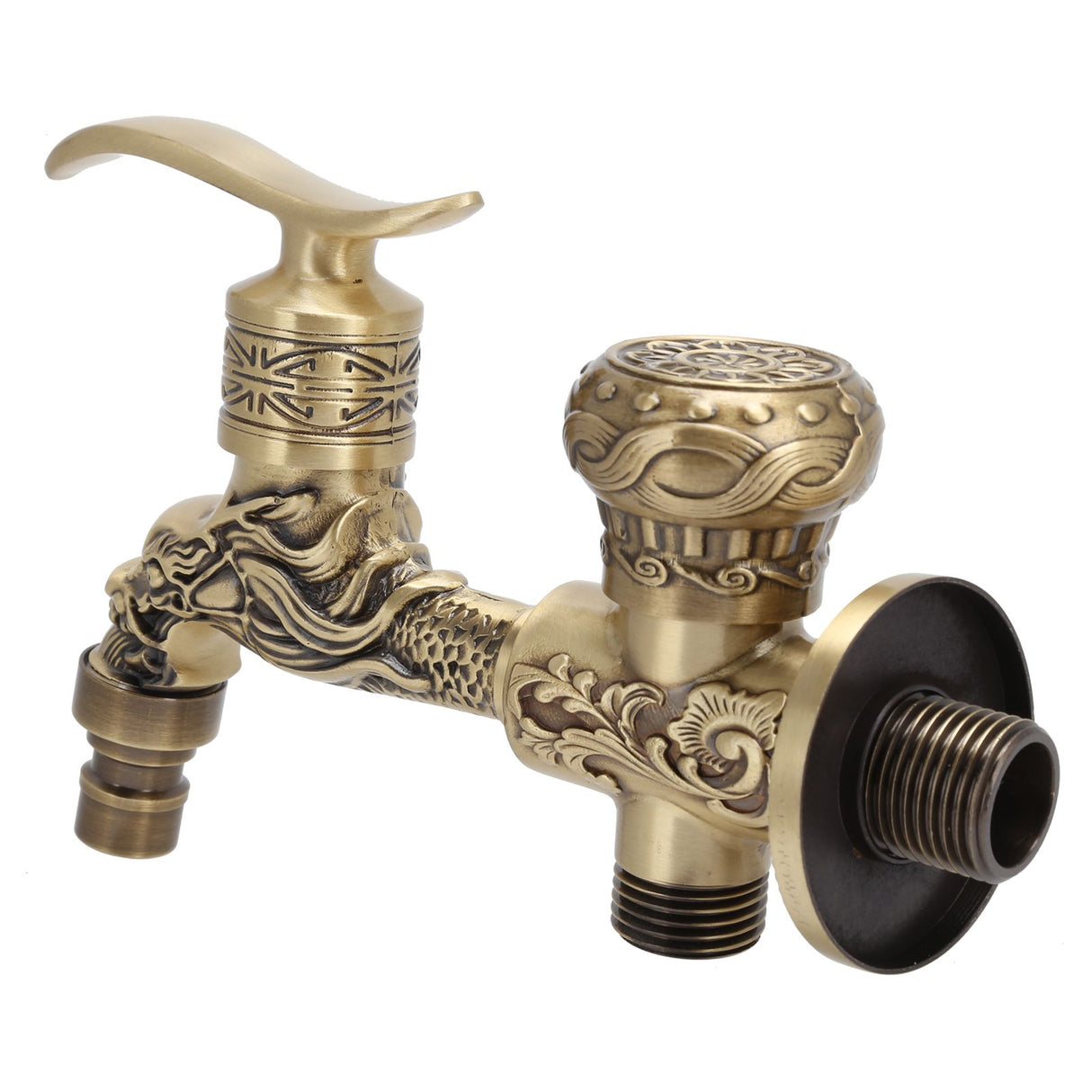 G1/2 Wall Mounted Washing Machine Faucet Brass Retro Hot Cold Water Tap Bathroom Supplies