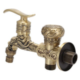 G1/2 Wall Mounted Washing Machine Faucet Brass Retro Hot Cold Water Tap Bathroom Supplies - Close-Up Angle