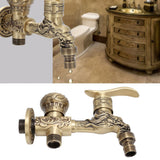 G1/2 Wall Mounted Washing Machine Faucet Brass Retro Hot Cold Water Tap Bathroom Supplies - Extra Image