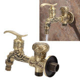 G1/2 Wall Mounted Washing Machine Faucet Brass Retro Hot Cold Water Tap Bathroom Supplies