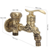 G1/2 Wall Mounted Washing Machine Faucet Brass Retro Hot Cold Water Tap Bathroom Supplies