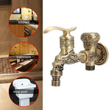 G1/2 Wall Mounted Washing Machine Faucet Brass Retro Hot Cold Water Tap Bathroom Supplies