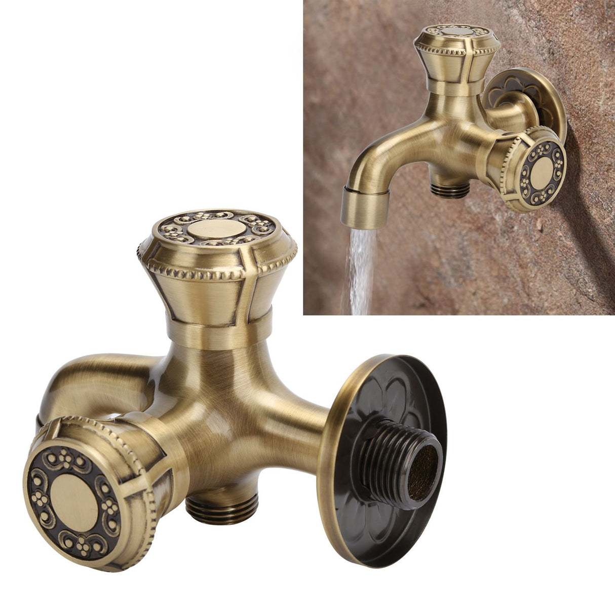 G1/2 Wall Mounted Laundry Bathroom Washing Machine Water Faucet Hot and Cold Water Tap