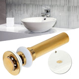 Gold Sink Drain without Overflow Anti Clog Bathroom Faucet Wash Basin Drain Stopperwith Hole - Extra Image
