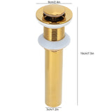 Gold Sink Drain without Overflow Anti Clog Bathroom Faucet Wash Basin Drain Stopperwithout Hole