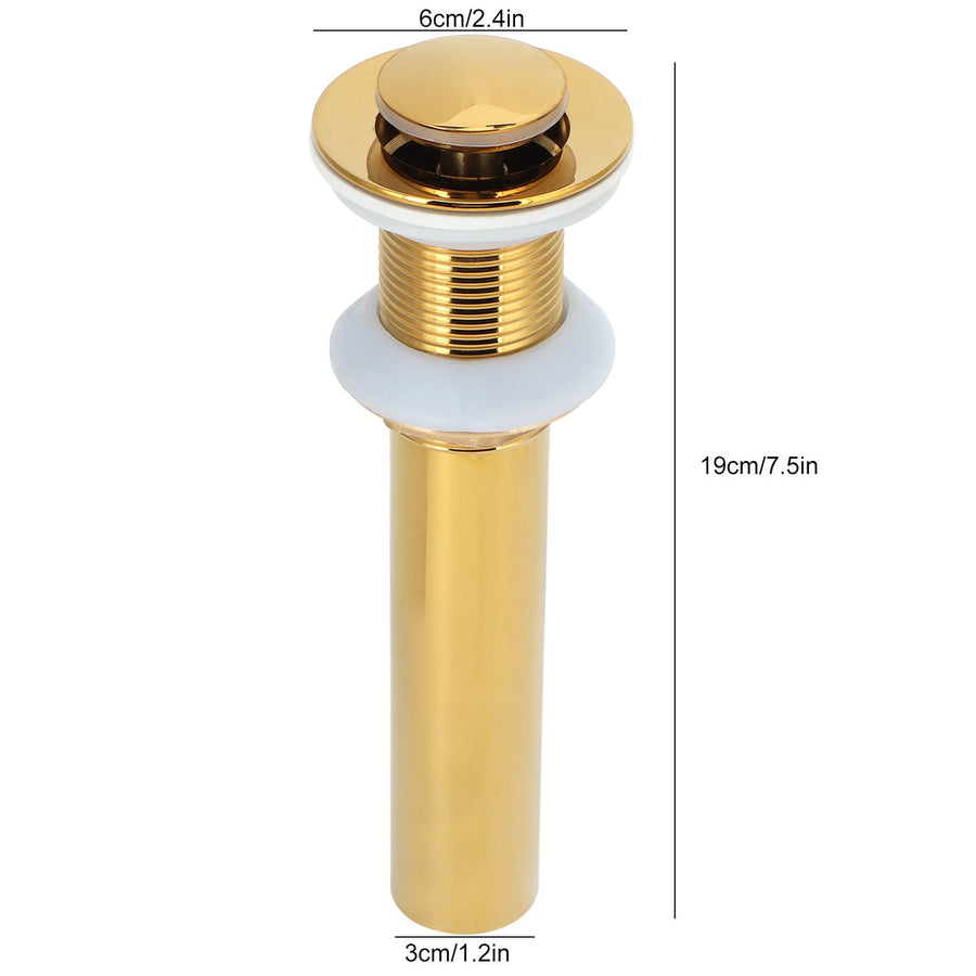Gold Sink Drain without Overflow Anti Clog Bathroom Faucet Wash Basin Drain Stopperwithout Hole