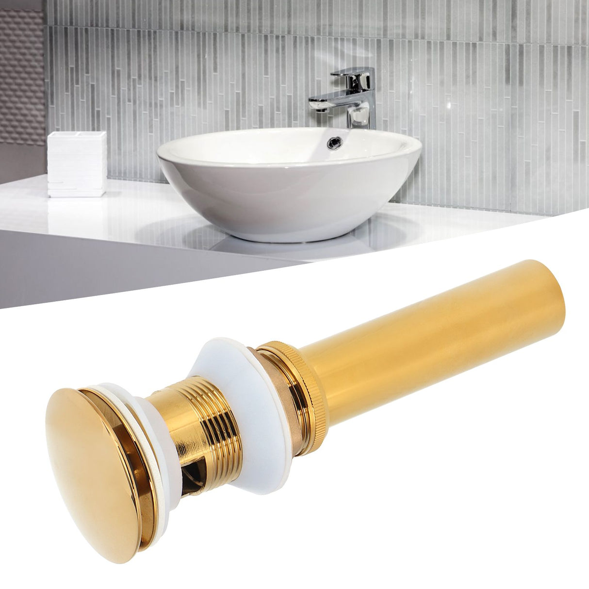 Bathroom Sink Drain Anti Clog Basin Brass Bounce Draining Stopper Bathroom AccessoryWith Hole