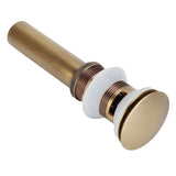 Brass Popup Drain Stopper Bathroom Basin Sink Draining Without Overflow AccessoryAntique Big Bouncing with Hole - Rear View