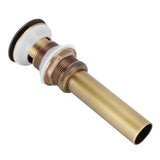 Brass Popup Drain Stopper Bathroom Basin Sink Draining Without Overflow AccessoryAntique Big Bouncing with Hole - Low Angle