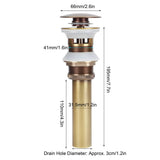 Brass Popup Drain Stopper Bathroom Basin Sink Draining Without Overflow AccessoryAntique Big Bouncing with Hole - Extra Image