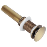 Brass Popup Drain Stopper Bathroom Basin Sink Draining Without Overflow AccessoryAntique Big Bouncing Without Hole - Front View