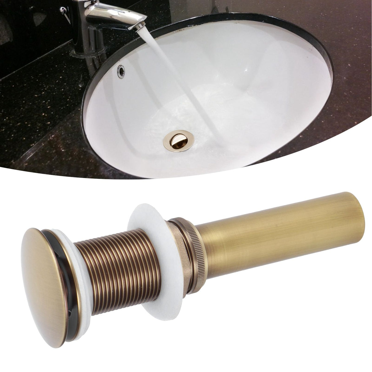 Brass Popup Drain Stopper Bathroom Basin Sink Draining Without Overflow AccessoryAntique Big Bouncing Without Hole
