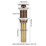 Brass Popup Drain Stopper Bathroom Basin Sink Draining Without Overflow AccessoryAntique Big Bouncing Without Hole - Extra Image
