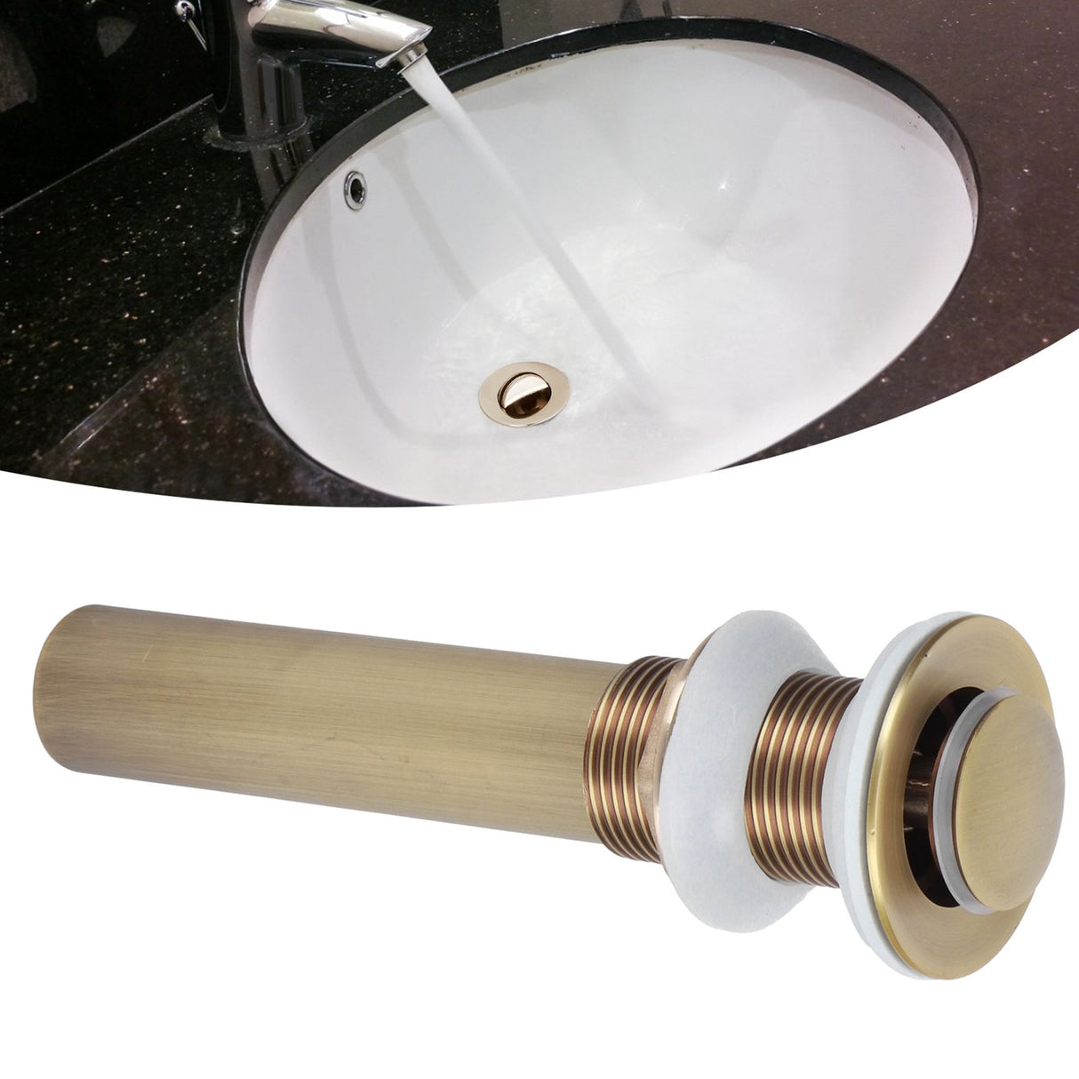 Brass Basin Sink Drain without Overflow Kitchen Bathroom Draining Stopper Accessorieswithout Hole