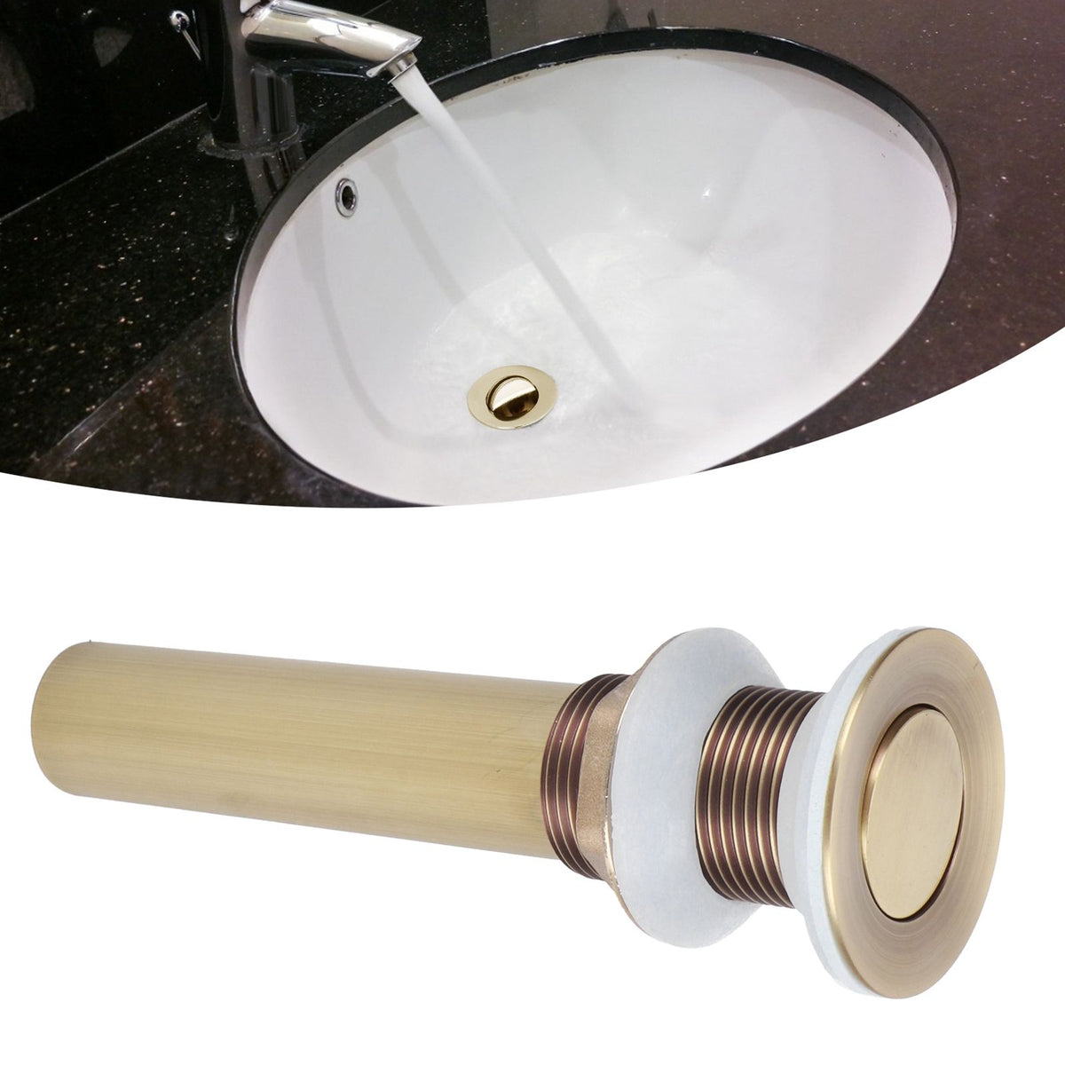 Sink Drain NonOverflow AntiClog Bathroom Wash Basin Drainer Stopper Accessory Antique(Flap without Hole )
